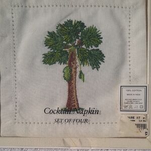 Embroidered Palm Tree Cotton Napkins